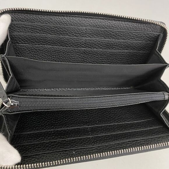 Gucci Long Wallet Jumbo GG 739484 Leather Black Silver Hardware Women's - Picture 3 of 7